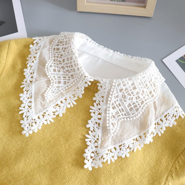 Kvinnors Krage Krage Falsk Krage Ihålig Blomspets Chiffon Halv Blus Dickey