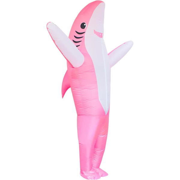 Oppblåsbar Hai-Kostyme, Oppblåsbare Kjever, Jumpsuit, Fantomi-Kostyme, Morsom Carcharias-Kostyme for Cosplay-Fest (Rosa Hai) Pink Shark