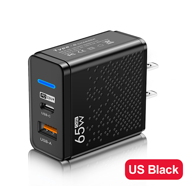 Hurtiglader 65W USB C-lader for iPhone 12 USB Black