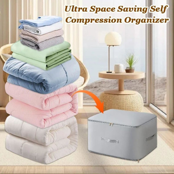 Ultra Space Saving Self Compression Organizer, Compression Packing Cubes, Expandable Packing Organizers(grå) grey