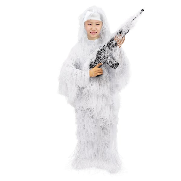Børne Ghillie Kostumer Sniper Halloween Hær Kostume Hvid white 160
