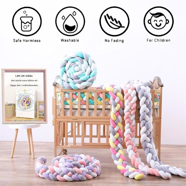 En-delt sprinkelsengspute, bomullsbaby pute, ideell for reiser, fløyels pute for babyer, 2,5m beige 2.5m