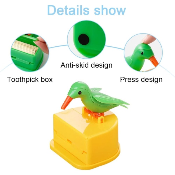 2-pack fågelformad automatisk tandpetarlåda tandpetarhållare för heminredning