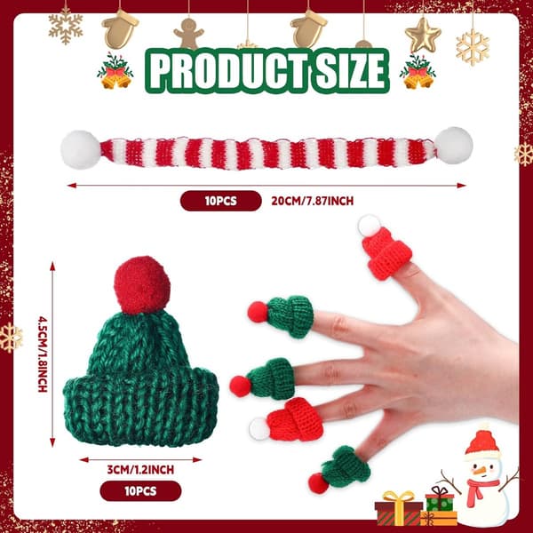 20 st mini-julmössor och halsdukar stickade snögubbe vinflasköverdrag DIY julgransdekorationer