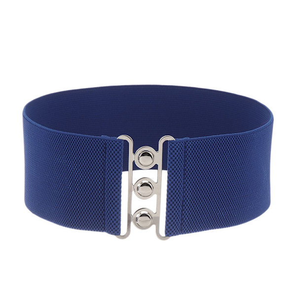 Bred elastisk bälte metallspänne midjeband BLÅ blue