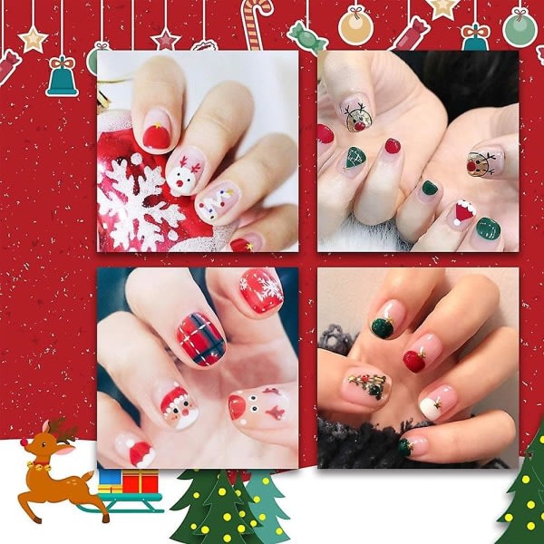 Christmas Nail Wraps Nail Cute Gel Nail Stickers Klæbende Manicure (stil 4)