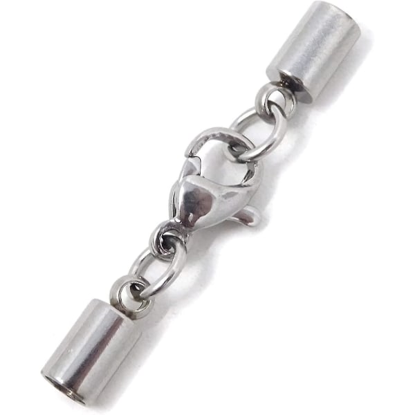 10 stk 3 mm rustfrit stål læder ledning endehætter med hummer lås forbindelse til smykker fremstilling