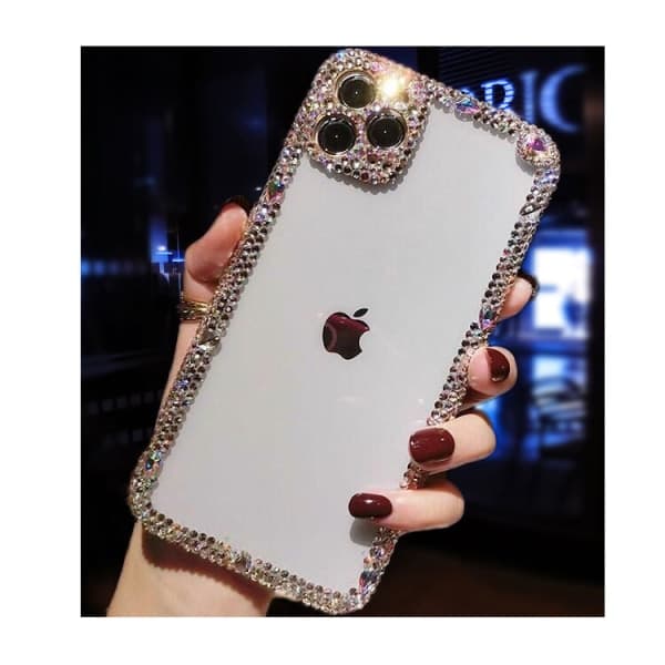Glitter Bling Glitrende Diamant Krystall Myk Kompatibel iPhone Deksel for Kvinner, Jenter (Hvit, iPhone 13 Pro)_xx