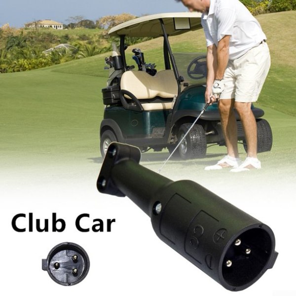 Pyöreä musta golfkärryn laturin pistoke Club Car Pyöreä 48 V Powerdrive-liitin 3 Pin