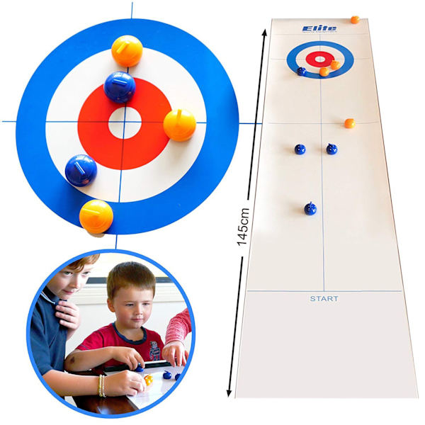 Mini bordcurlingspel, mini bordcurlingklot, set, familjespel curlingbrädespel, bärbart curlingspel 8 balls + pressure strips