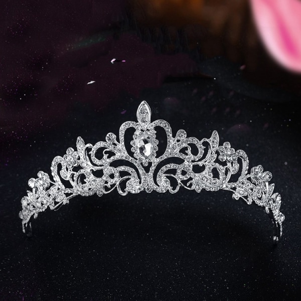 Crystal Tiara Sølv Kronebrud Prinsesse Rhinestone Hår Smykker Decor