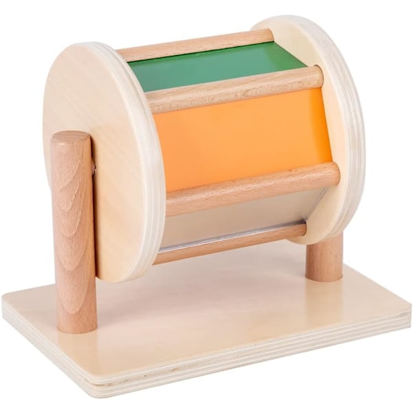 Montessori Baby Toys Play Kit Montessori Mirror Peekaboo Knob Puzzle, Medium Spinning Drum och Rainbow Fabric Ball Kit Toys för 6-12 månader gamla småbarn