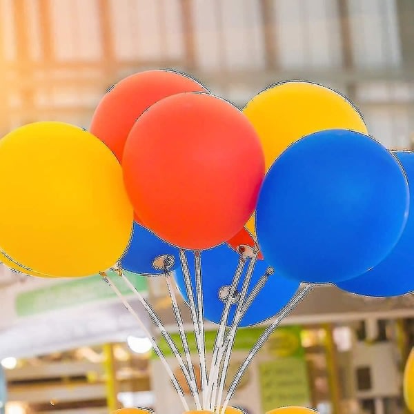 100 stk plastballongpinner tykk slitesterk melkehvit pinneholder med kopper til festdekorasjon