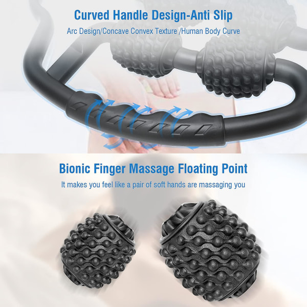 Roller Massager Dual Angle 3d Foam Shaft 360 Muscle Roller For Ben, Midje, Underarm, Nakke, Pass Roller (Sort)