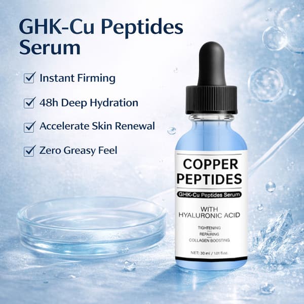 GHK-Cu Blå Kobberpeptidserum 30ml, Hydrerende Multi-Peptid Essens for Hudreparasjon og Oppstramming