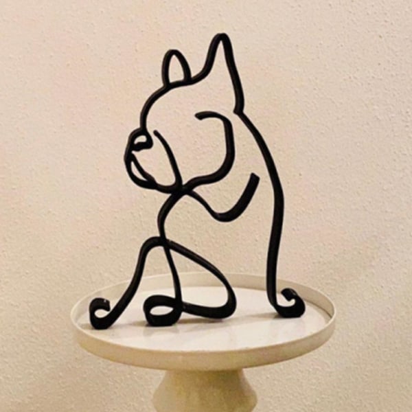 Moderne minimalistisk metall hundeskulptur Home Room Dekor Statue Art Ornaments