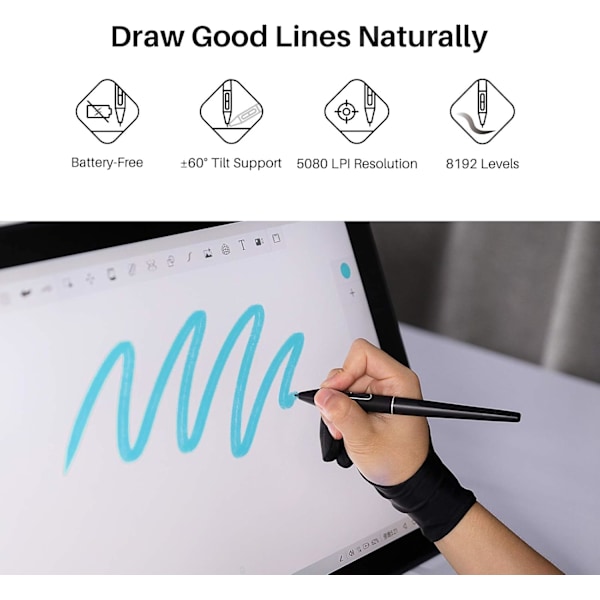 HUION PW517 Pen Tech 3.0 Akuton Kynä Huion Kamvas 13, Kamvas Pro 24, Kamvas Pro 24 (4K), Kamvas 22, Kamvas 22 Plus, Kamvas 16 (2021),