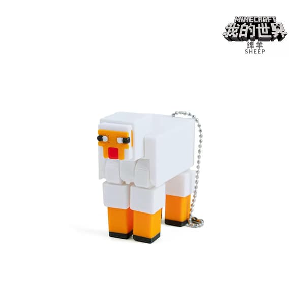 3D-printad Minecraft Creeper-figur med rörliga leder, samlarfigurleksak för spelfans White Sheep
