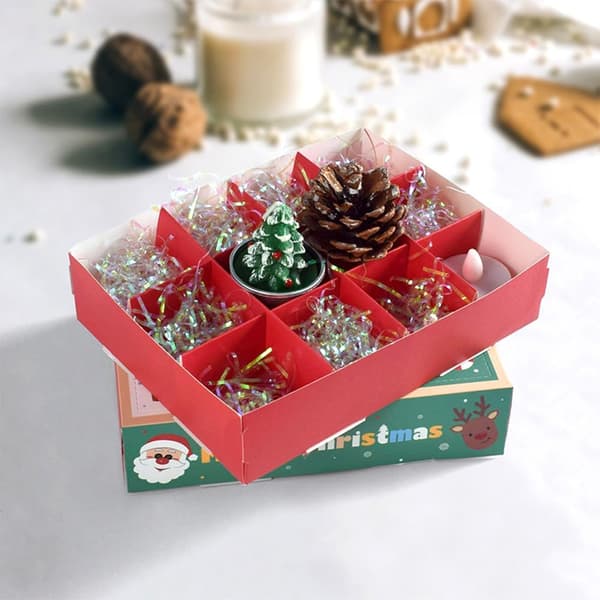 5 st/set Kreativa julklappsaskar 12-rutiga överraskningspresentaskar Julklappsaskar med finger-julaskar för presenter