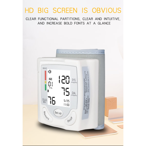 Bærbar automatisk blodtryksmätare medicinsk digital lcd-skærm W