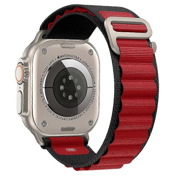 Armbånd for Alpine Loop Nylon Stropp correa iwatch Series Ultra 8 SE 7 6 3 5 Kompatibel Apple Watch Armbånd LGL Svart rød Black red 38mm 40mm 41mm