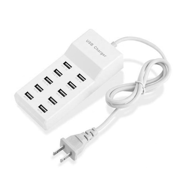 10-portars USB-snabbladdningsstation Power Phone Tablet Camera Charger Hub