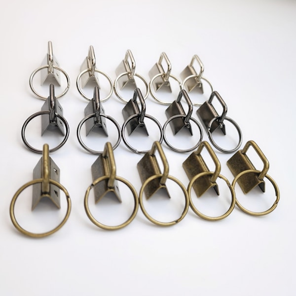 15 stk. Nøglering Hardware Metal DIY Rem Spænde Med Ring Nøglering Klip Armbånd Fastgørelse Taske Snor Håndlavet Håndværk Sølv Sort Bronze
