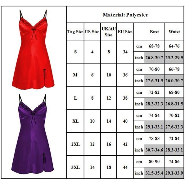 Sexig underkläder för kvinnor Nattkläder Babydoll Spetsunderkläder Lila Purple L