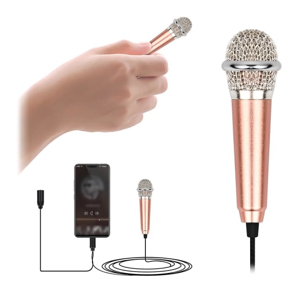 Minimikrofoner for karaoke, minimikrofon, bærbar karaoke-minimikrofon for telefon, vokalmikrofon med metallkabel for telefon, bærbar PC,