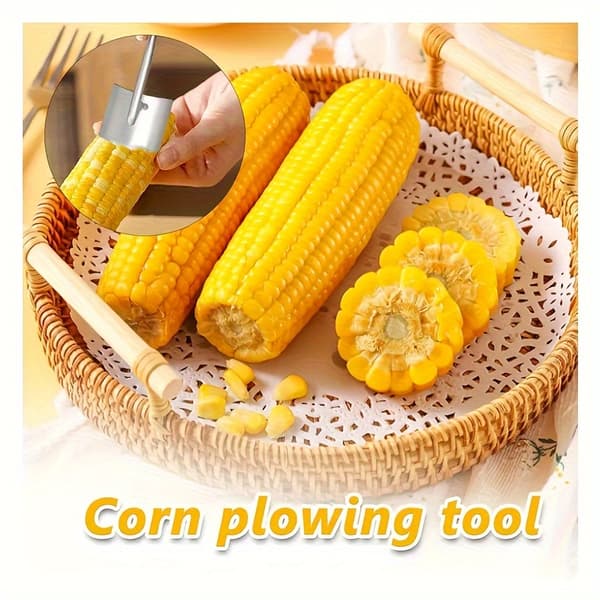 Majsskærer i rustfrit stål, ubesværet kernefjerner, høj effektivitet Corn Shovel + Corn Fork-2PCS