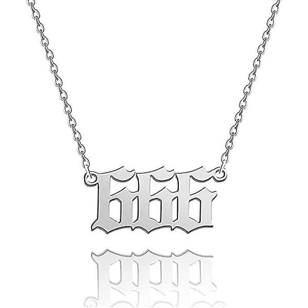 Ängelnummer Halsband Silver/guld Rostfritt stål Numerologi Smycken 666 666 Silver