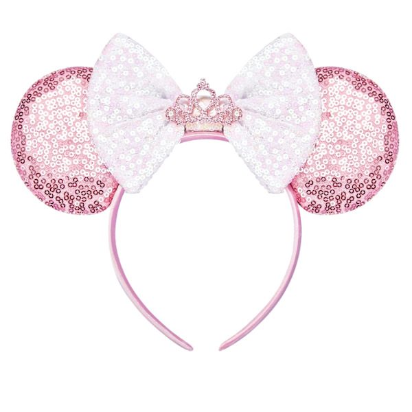 Mickey Mouse-ører, paljettbesatte Mickey Mouse-ører pannebånd for gutter og jenter Halloween og Disney-tur (rosa krone)