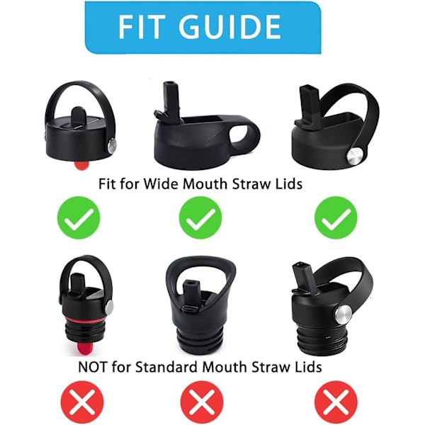 [4-pak] Strå udskiftning til Hydroflask bredmunds flaske strå låg, 4 BPA-fri strå og 4 strå rengøringsbørster