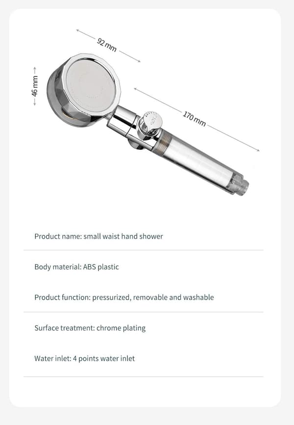 Dusjhode med stoppknapp silver Advanced ABS Body Stainless Steel Pa