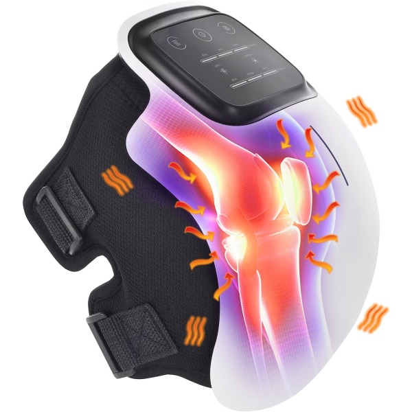 Knæmassager i ét stykke med opvarmning og æltning af smertestillende genopladelig LED-skærm til gigtmassageapparat og ledvarmer