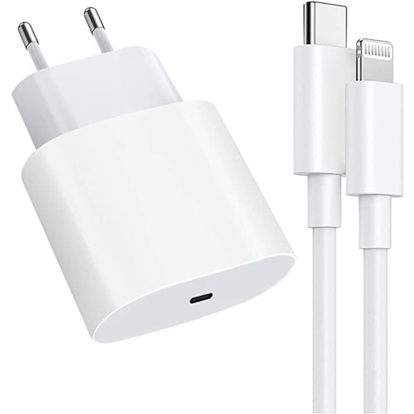 iPhone hurtigoplader 20W USB-C hurtigoplader med kabel hvid white