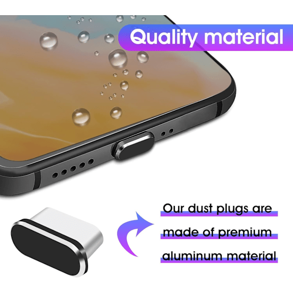 4 kappaletta pölysuojaa, USB Type C -pölysuoja, Type C -pölysuojaporttiliitin useimmille älypuhelimille ja Micro USB Android -malleille_xx
