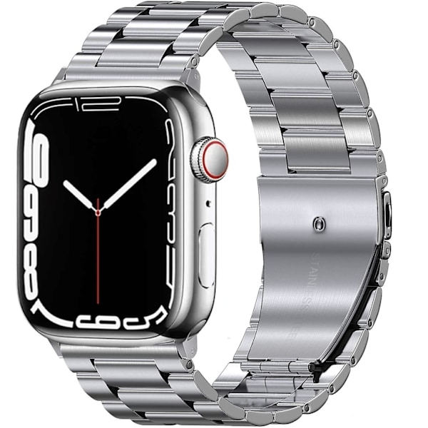 Metalrem til Apple Watch Ultra 49mm 8 7 45mm 41mm Smartwatch Rustfrit Stål Armbånd til Iwatch 6 5 4 3 Ur 44mm 42mm 40mm Sølv og værktøj Silver and tool For iwatch 7 41mm