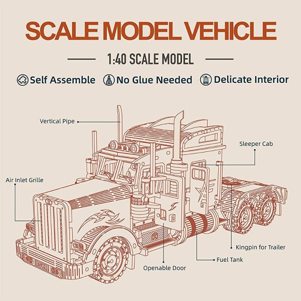 3D-träpussel, skala mekaniska fordonsmodellbyggsatser, bästa leksakspresent för vuxna och t-shirt