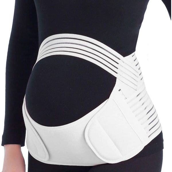 Oppgrader svangerskapsbelte - Graviditetsstøtte - Midje/rygg/magebånd, magestøtte med justerbar/pustende, stor, hvit