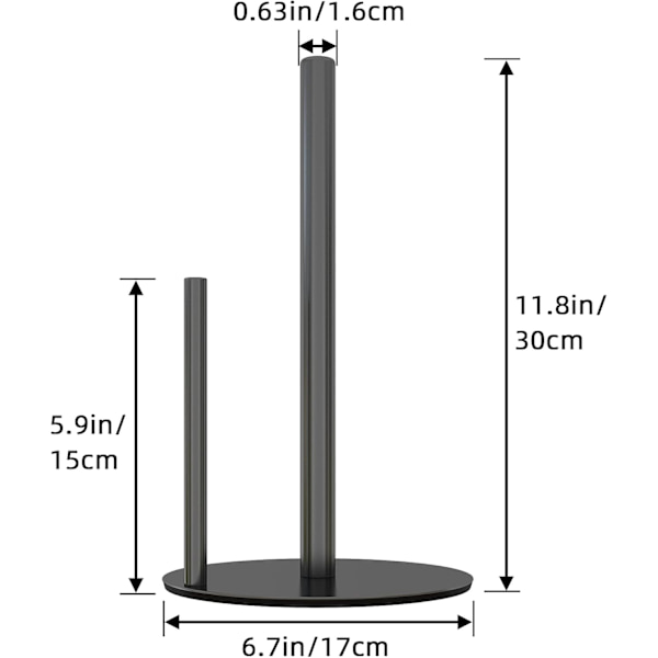 Papirhåndklædeholder Guld Køkkenrulleholder, Premium Rustfrit Stål Papirhåndklædeholder til Køkkenrulle Organisering, Bordplade Rulle Dispenser Black