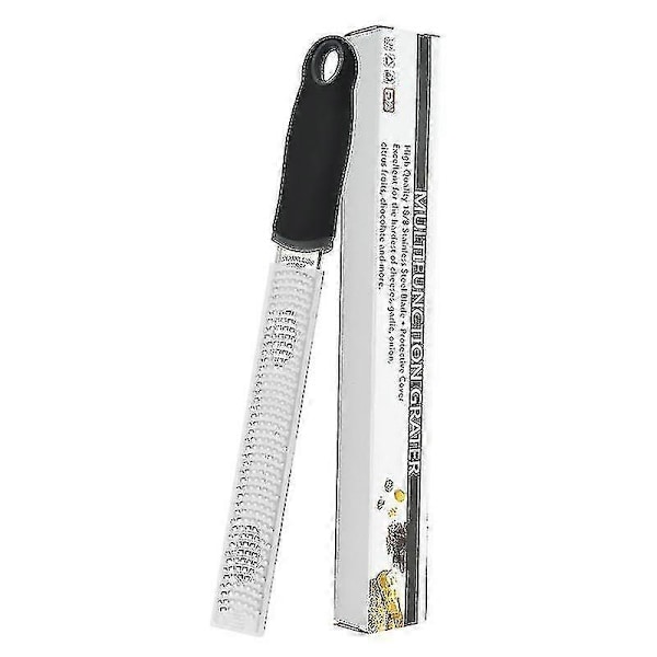 Microplane Zester Rivejern i Sort Farve til Citrus, Parmesan, Ingefær, Chokolade og Muskatnød med Fint Blad