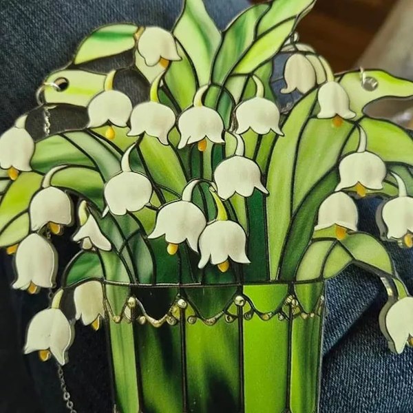 Kristall Liljekonvalj Solfångare Kit - Målat Glas Fönsterdekoration 15x15cm