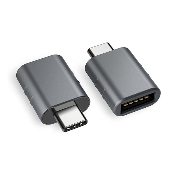 USB-C - USB-sovitin (2 kpl), USB-C uros - USB 3.0 naaras sovitin yhteensopiva Space Grey