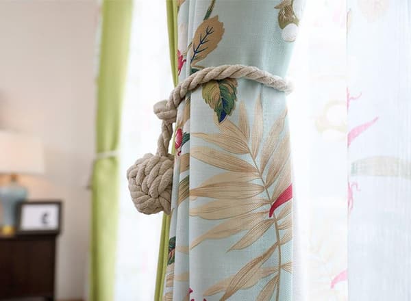 4-paknings gardinbånd, solide tau, håndlagde, rustikke, dekorative bånd, beige