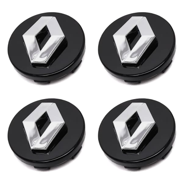 4-pakning - Renault Navkapsler / Felgemblem - C 60mm - Svart