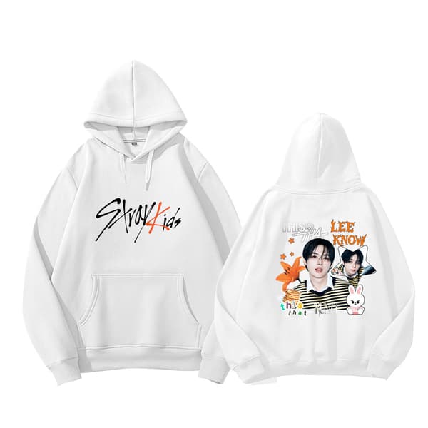 Hættetrøje med tegneseriefigur Vinterfleece Pullover Unisex White XXL