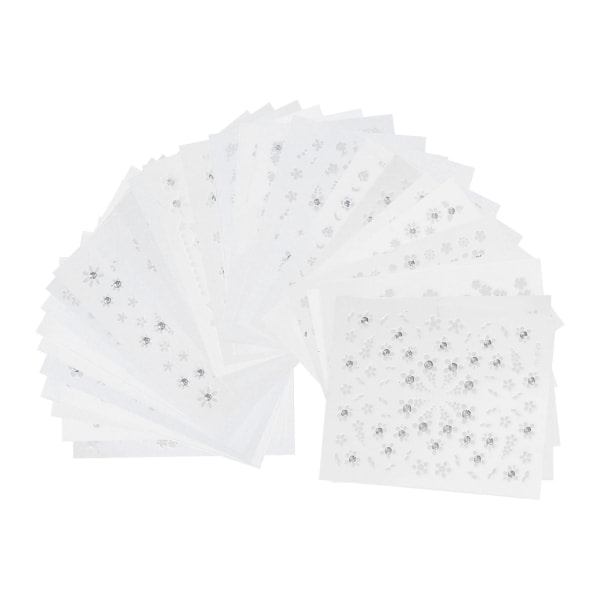 30 ark Vinterklistremerker Holiday Nail Wraps White Flower Nail Stickers Nail Decal Snowflake Nail Stickers (6,4x5,2x0,1cm, Beige)