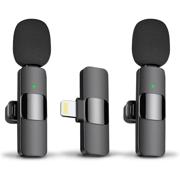 Professionel Trådløs Lavalier Lapel Mikrofon til iPhone, iPad - Trådløs Omnidirektionel Kondensatoroptagelsesmikrofon til Interview Video Podcast
