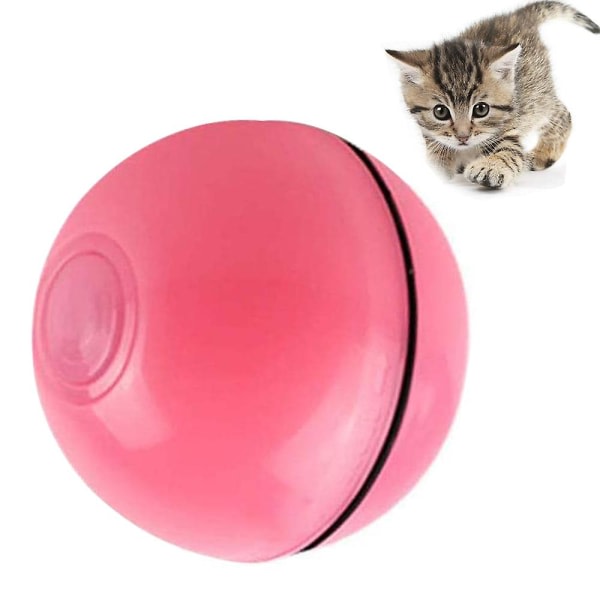 Interaktiv kattleksaksboll med led-ljus, 360 graders självroterande boll (röd)